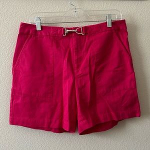 Chaps Hot Pink Bermuda Shorts w/ Metal Belt Detail